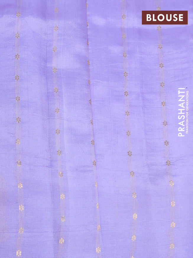 Poona silk saree lavender with paisley zari woven buttas in borderless style