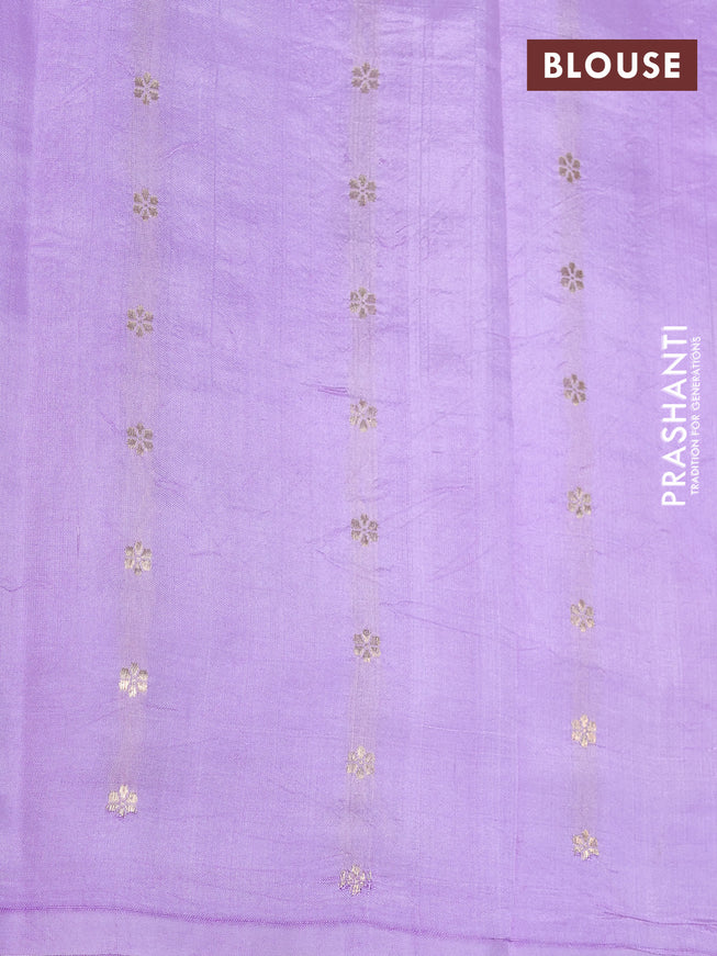 Poona silk saree lavender shade with paisley zari woven buttas in borderless style