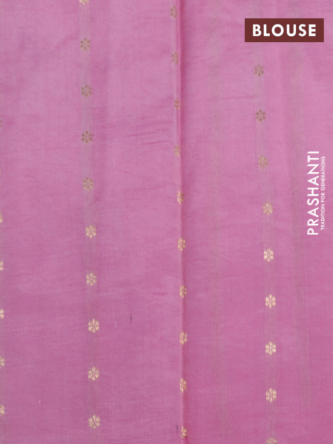 Poona silk saree light pink with paisley zari woven buttas in borderless style