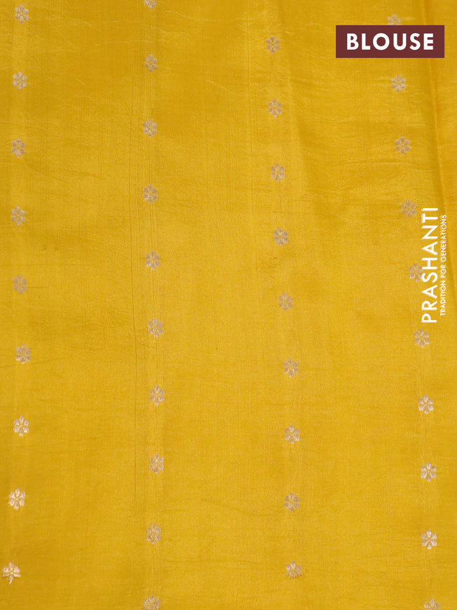 Poona silk saree yellow with paisley zari woven buttas in borderless style