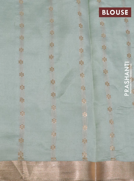 Poona silk saree pastel green with silver & gold zari weaves and zari woven border