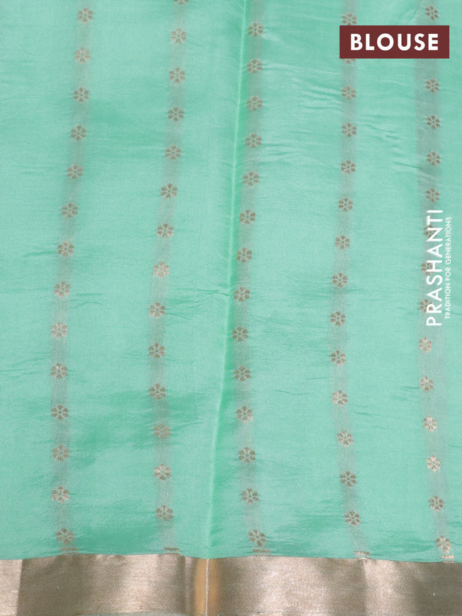 Poona silk saree teal shade with silver & gold zari weaves and zari woven border