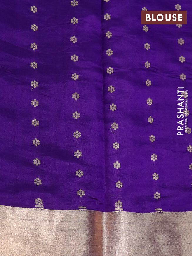 Poona silk saree violet with silver & gold zari weaves and zari woven border