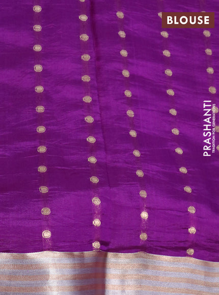 Poona silk saree purple with silver & gold zari weaves and zari woven border