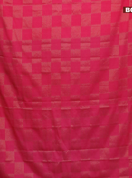 Semi crepe saree pink and dark blue with allover zari woven geometric weaves and zari woven border