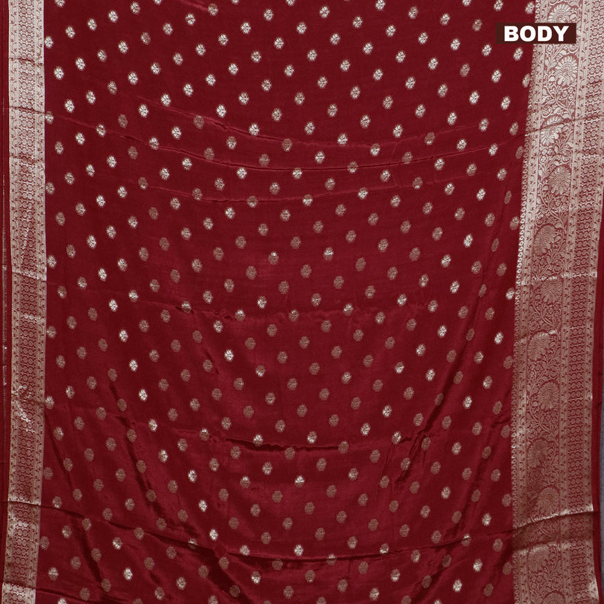 Semi crepe saree maroon with thread woven buttas and thread woven border