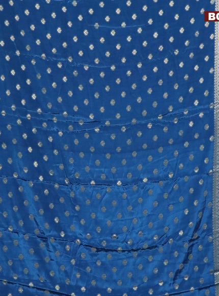 Semi crepe saree peacock blue with thread woven buttas and thread woven border