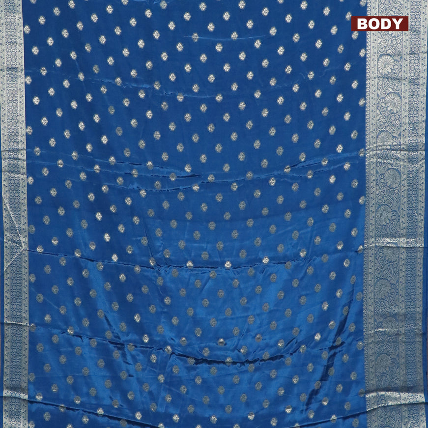 Semi crepe saree peacock blue with thread woven buttas and thread woven border