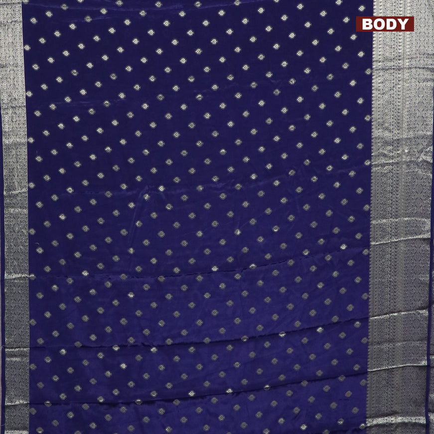 Semi crepe saree dark blue with thread woven buttas and thread woven border