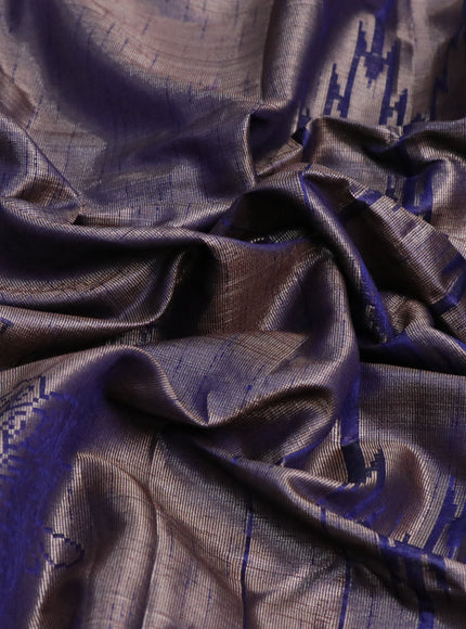 Semi matka tissue saree blue with allover zari weaves and temple design border