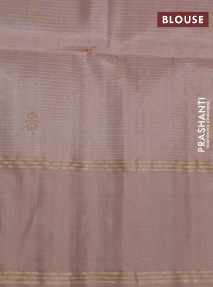 Pure soft silk saree pink and pastel brown with zari woven buttas and rettapet zari woven border