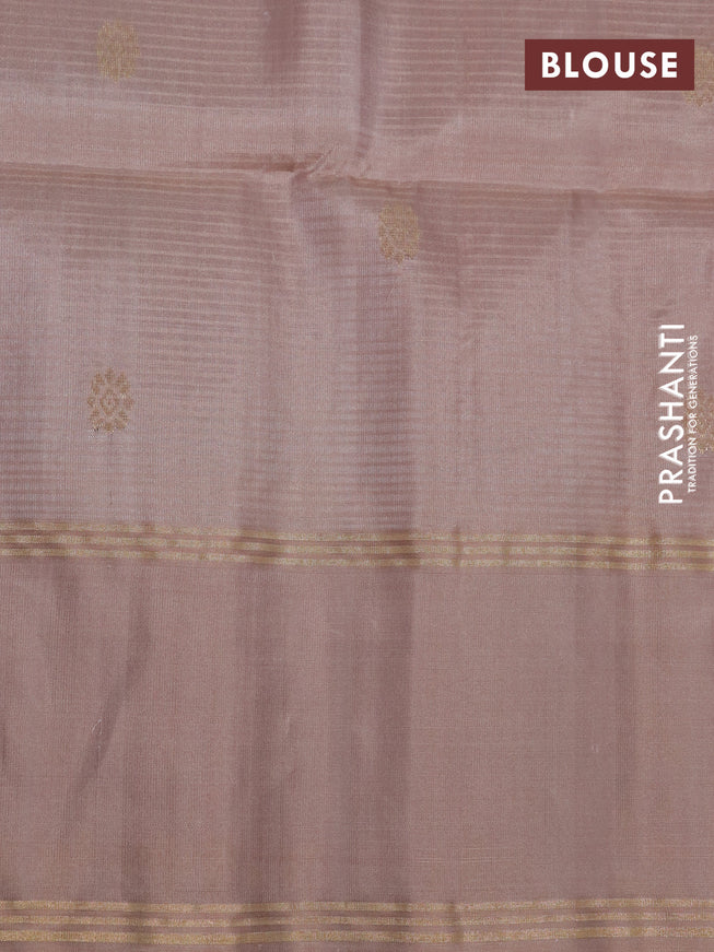 Pure soft silk saree pink and pastel brown with zari woven buttas and rettapet zari woven border