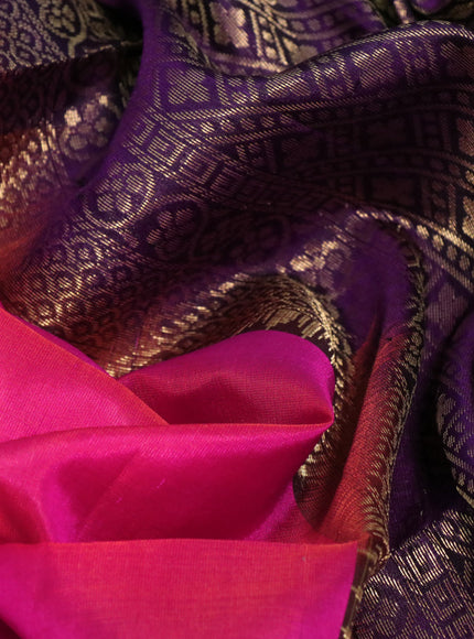 Pure soft silk saree dual shade of pink and violet with zari woven buttas and zari woven checked pattern