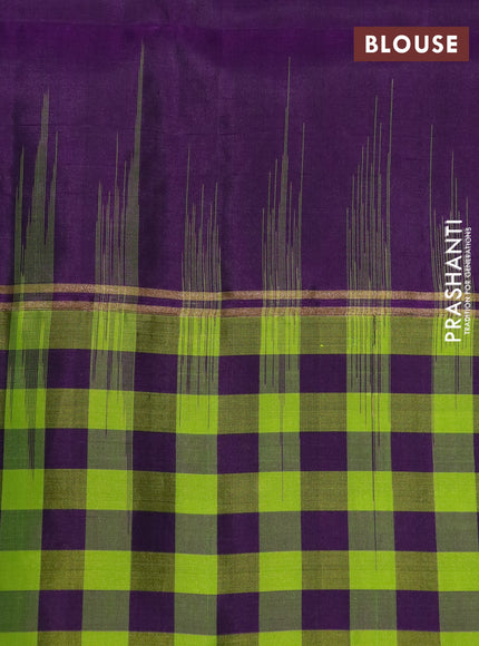 Pure soft silk saree dual shade of pink and violet with zari woven buttas and zari woven checked pattern