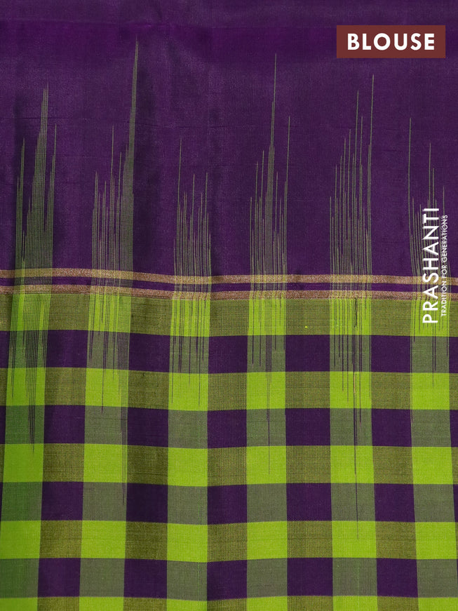 Pure soft silk saree dual shade of pink and violet with zari woven buttas and zari woven checked pattern