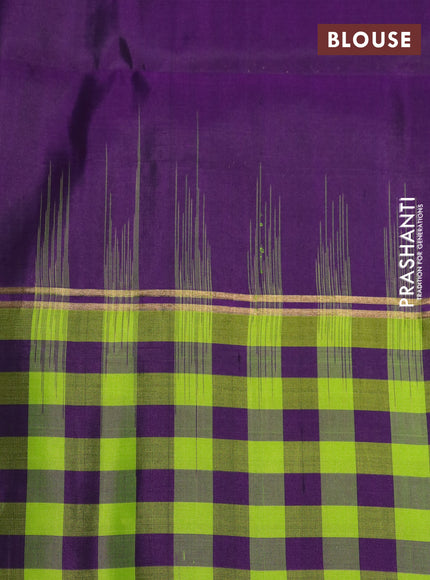 Pure soft silk saree light pink and deep purple with zari woven buttas and zari woven checked pattern