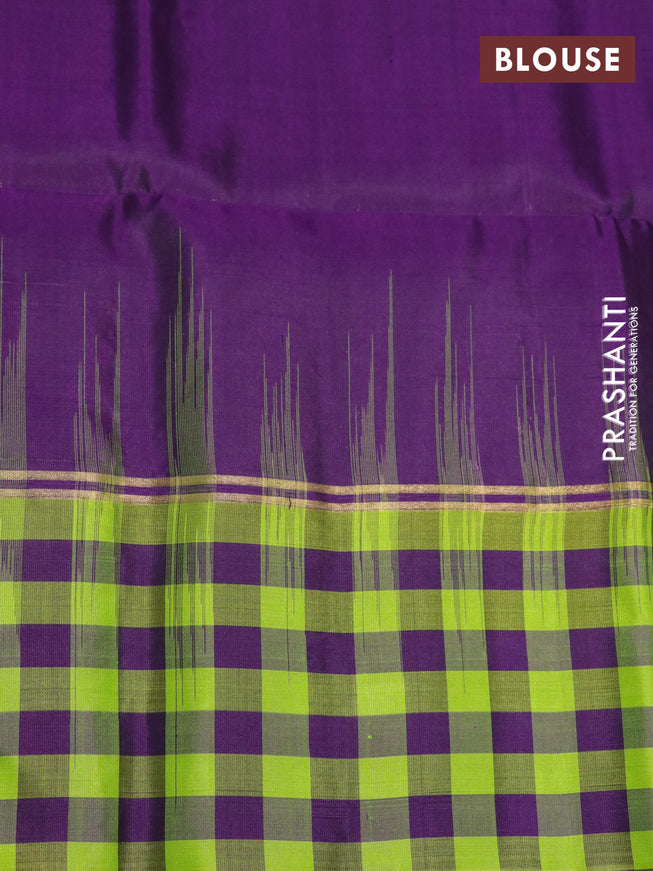 Pure soft silk saree red and deep purple with zari woven buttas and zari woven checked pattern