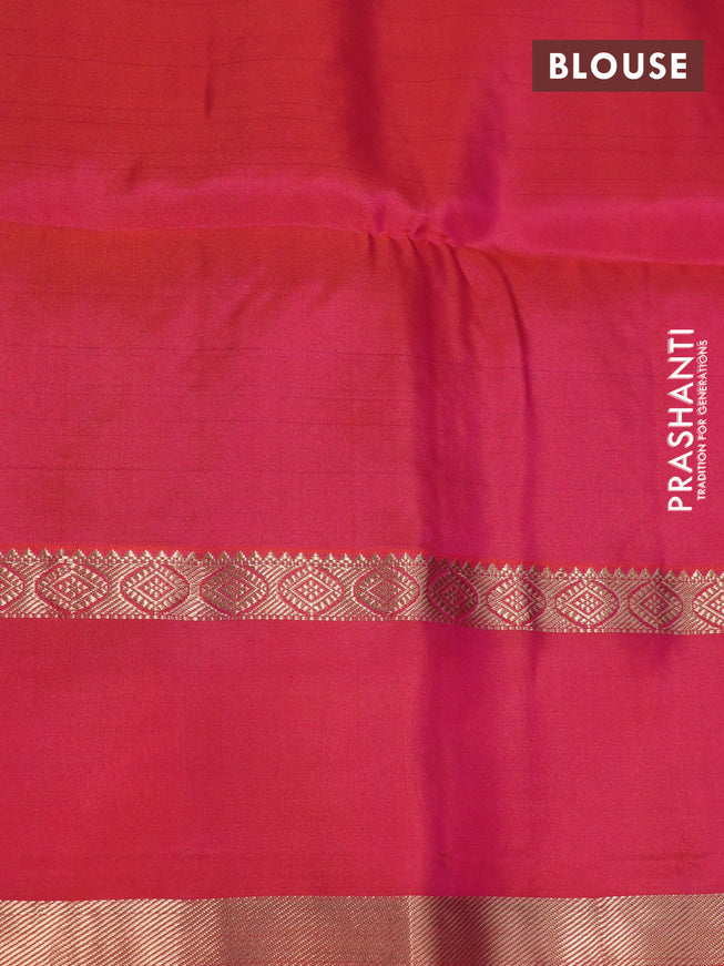 Pure soft silk saree teal blue shade and dual shade of pinkish orange with allover zari weaves & buttas and rettapet zari woven border