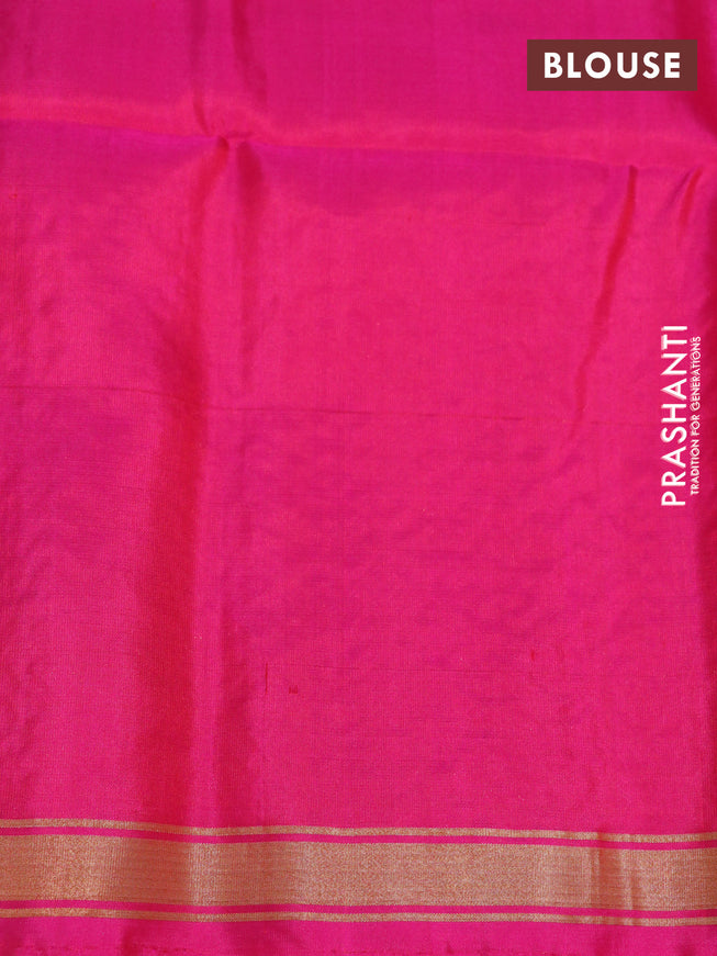 Pure soft silk saree yellow and pink with allover zari weaves and zari woven border