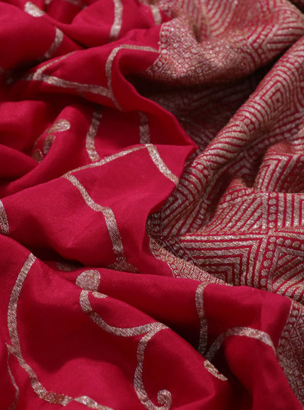 Banarasi crepe silk saree red with allover thread & zari weaves and woven border