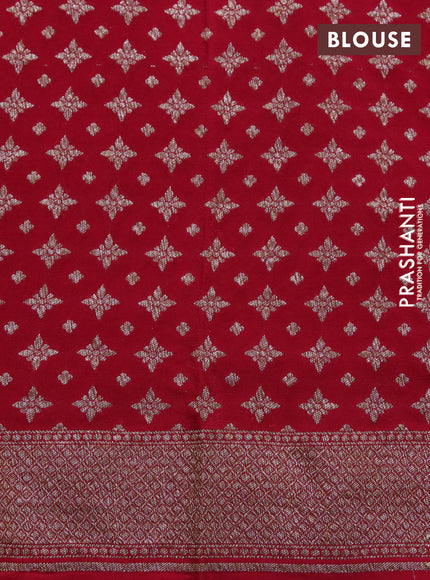 Banarasi crepe silk saree red with allover thread & zari weaves and woven border