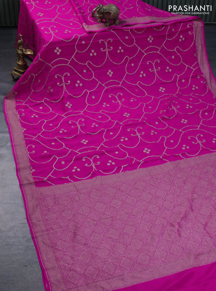 Banarasi crepe silk saree pink with allover thread & zari weaves and woven border