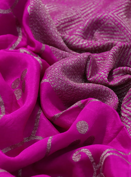 Banarasi crepe silk saree pink with allover thread & zari weaves and woven border