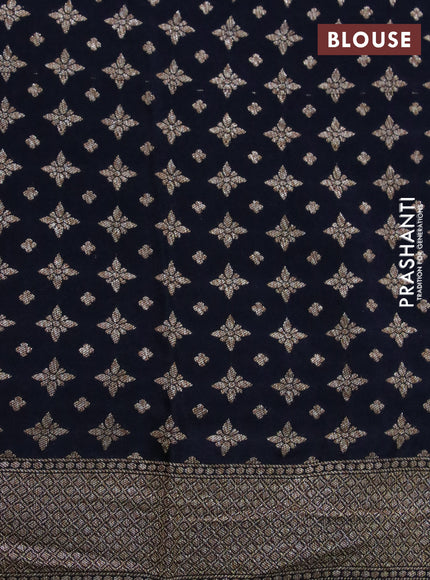 Banarasi crepe silk saree black with allover thread & zari weaves and woven border