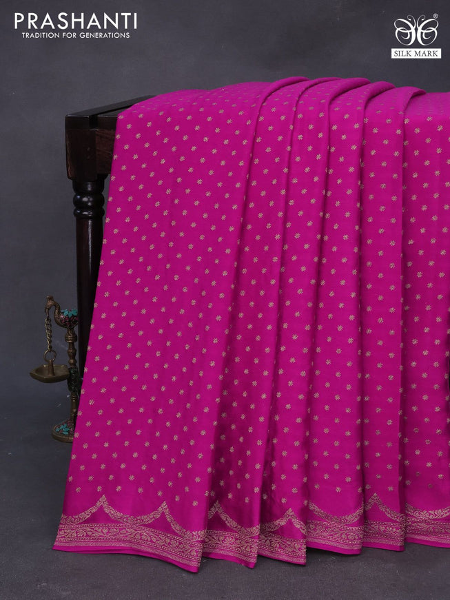 Banarasi crepe silk saree pink with thread & zari woven buttas and woven border