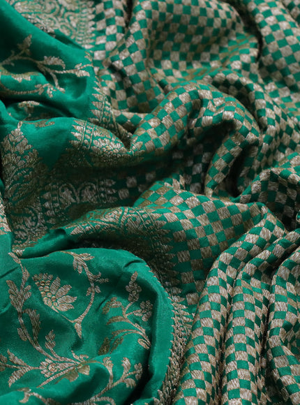 Banarasi crepe silk saree green with allover thread & zari woven buttas and woven border