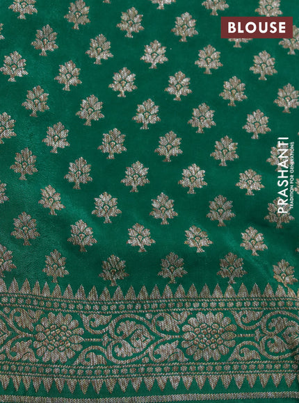 Banarasi crepe silk saree green with allover thread & zari woven buttas and woven border