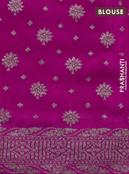 Banarasi crepe silk saree pink with allover thread & zari weaves and woven border