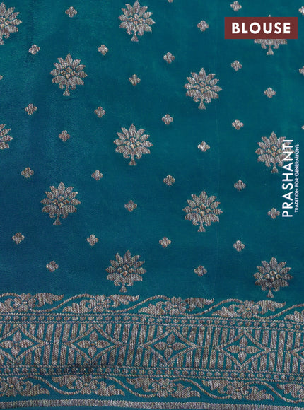 Banarasi crepe silk saree cs blue with allover thread & zari weaves and woven border