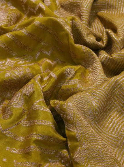 Banarasi crepe silk saree yellow with allover thread & zari weaves and woven border