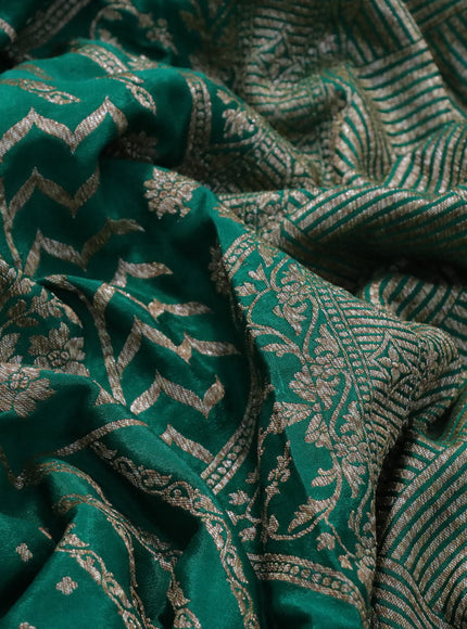 Banarasi crepe silk saree green with allover thread & zari weaves and woven border