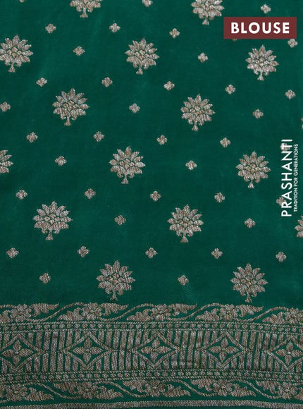 Banarasi crepe silk saree green with allover thread & zari weaves and woven border