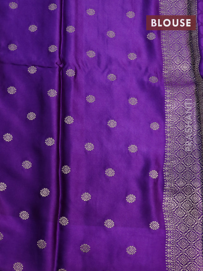 Mushru silk saree violet with allover self emboss and zari woven butta border