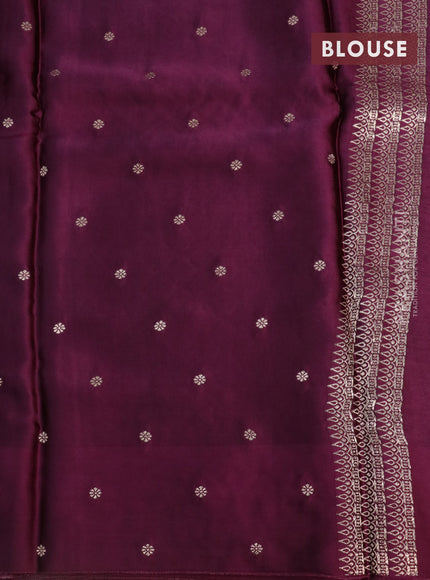 Mushru silk saree purple with allover self emboss and zari woven butta border