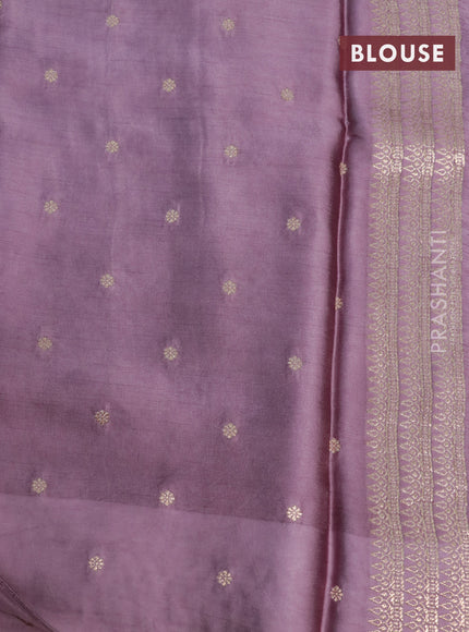 Mushru silk saree pastel purple with allover self emboss and zari woven butta border