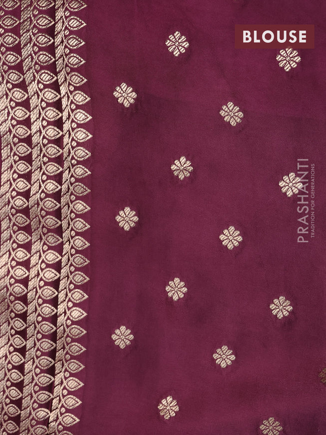 Mushru silk saree wine shade with plain body and annam zari woven butta border