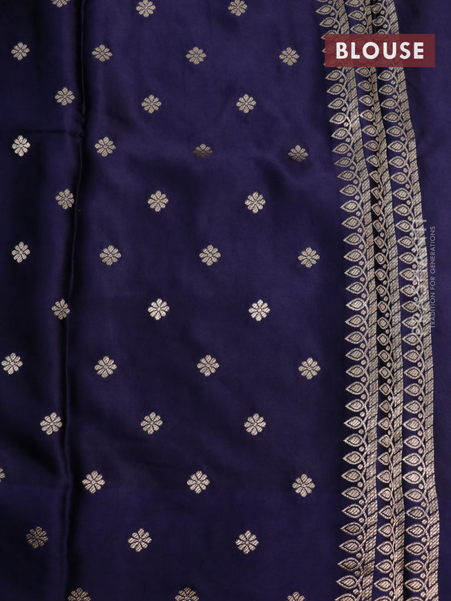 Mushru silk saree dark blue with plain body and annam zari woven butta border