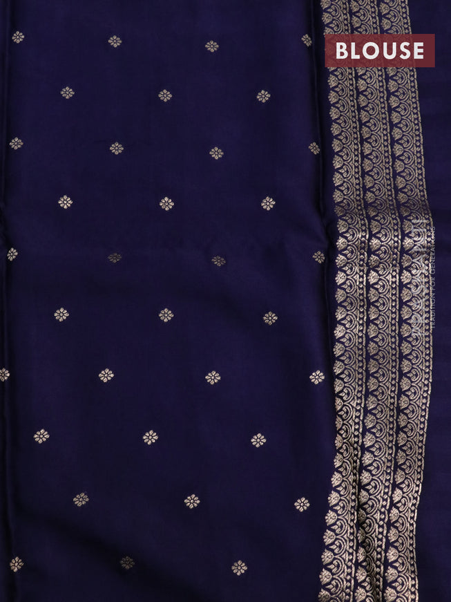 Mushru silk saree navy blue with allover self emboss and peacock zari woven butta border