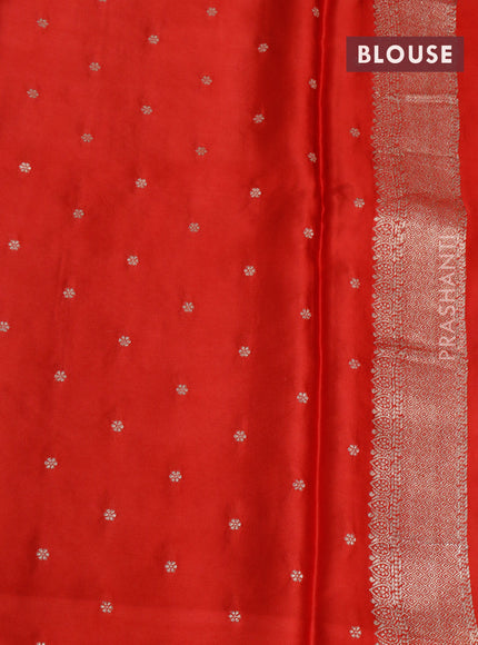 Mushru silk saree red with zari woven buttas and zari woven butta border