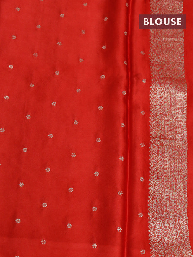 Mushru silk saree red with zari woven buttas and zari woven butta border