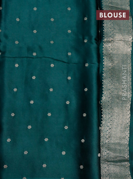 Mushru silk saree green with zari woven buttas and zari woven butta border