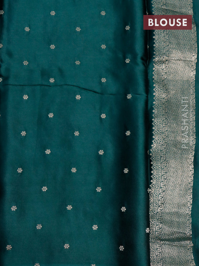 Mushru silk saree green with zari woven buttas and zari woven butta border