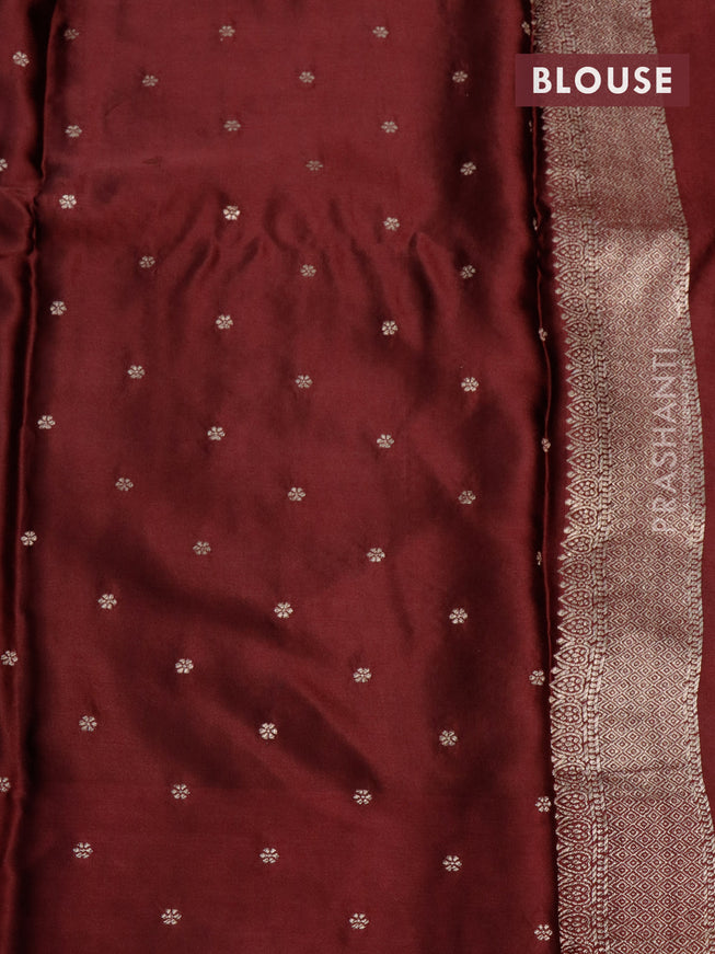 Mushru silk saree deep maroon with zari woven buttas and zari woven butta border