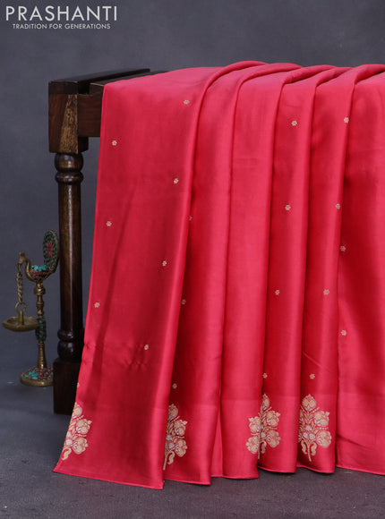 Mushru silk saree pink with zari woven buttas and zari woven butta border