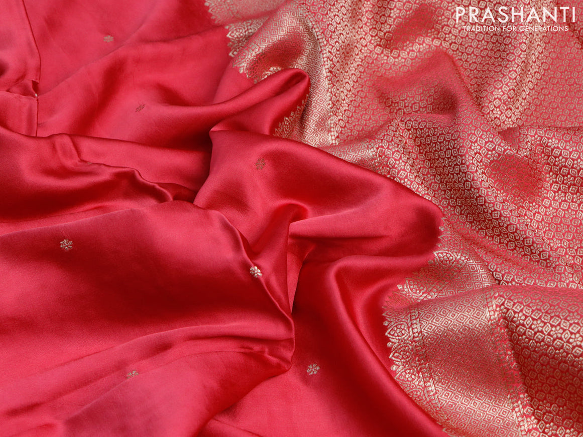 Mushru silk saree pink with zari woven buttas and zari woven butta border