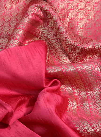 Mushru silk saree pink with allover self emboss and zari woven butta border